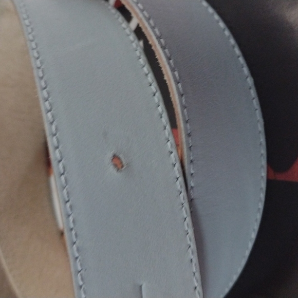 Vintage Bottega Veneta Blue & Gold Leather Belt size Large 33-36 - Picture 6 of 16